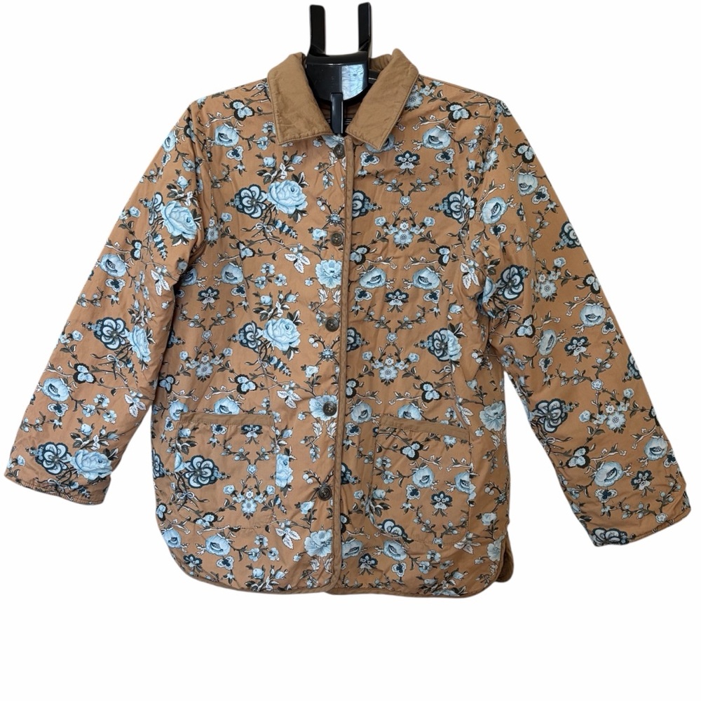 Denim & Co Reversible Quilted Heirloom Jacket Floral & Bow Size Large